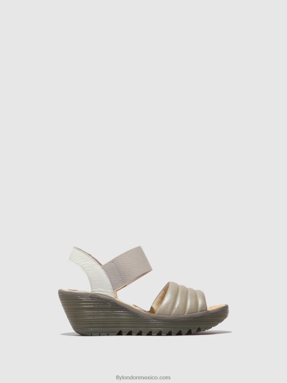 plata/blanquecino 2LT8B435 sandalias con tira trasera yiko414 Fly London mujer
