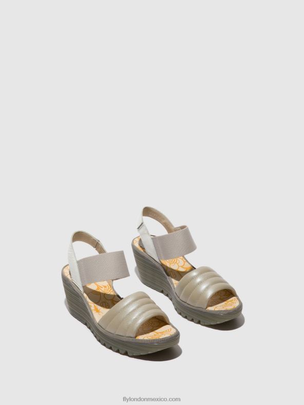 plata/blanquecino 2LT8B435 sandalias con tira trasera yiko414 Fly London mujer