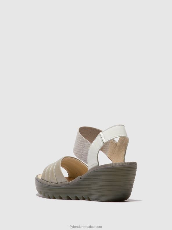 plata/blanquecino 2LT8B435 sandalias con tira trasera yiko414 Fly London mujer