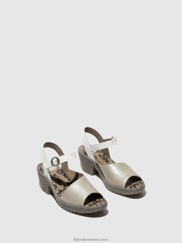 plateado/ blanquecino 2LT8B444 sandalias destalonadas wely439 Fly London mujer