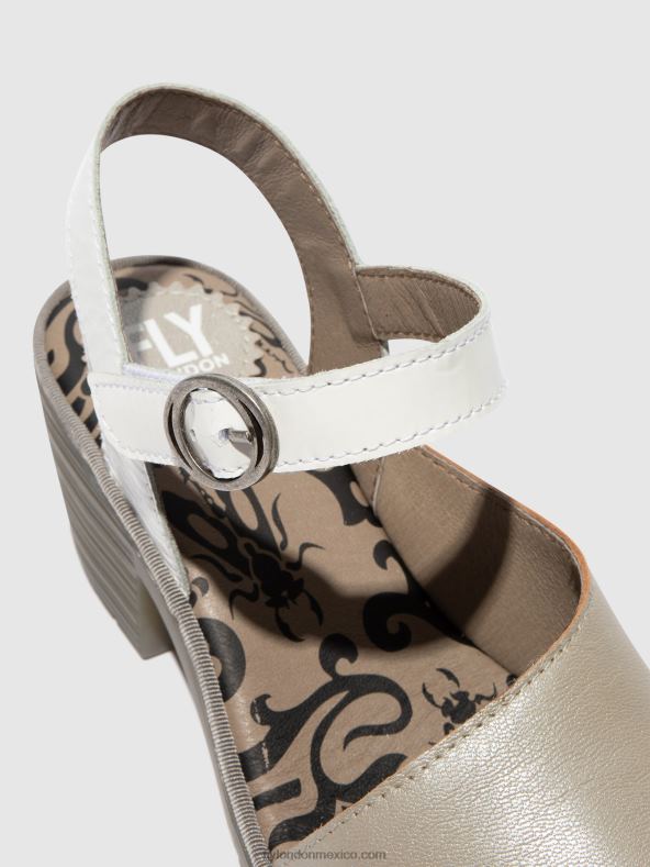 plateado/ blanquecino 2LT8B444 sandalias destalonadas wely439 Fly London mujer