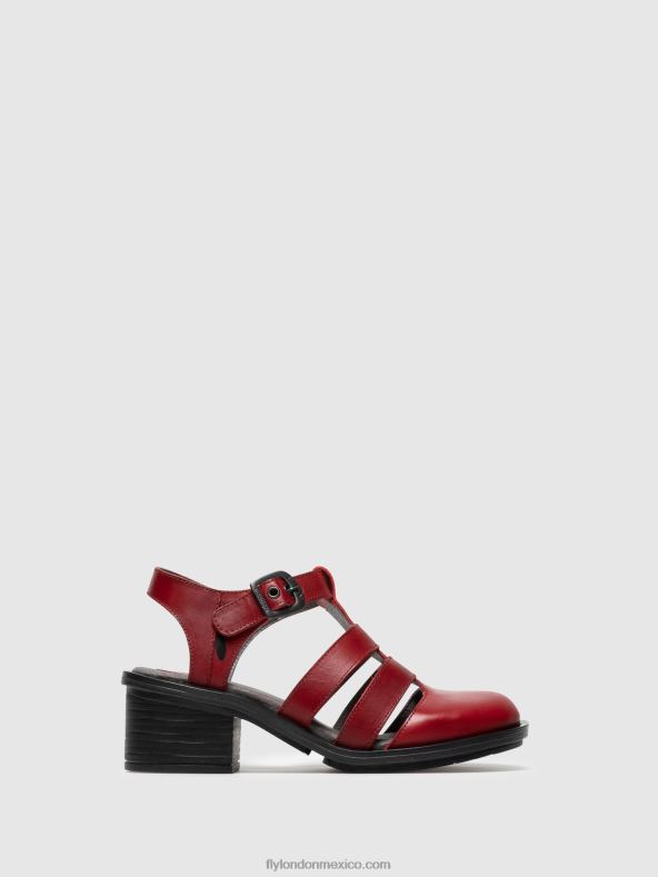 rojo 2LT8B412 sandalias con tira en T cahy195 Fly London mujer
