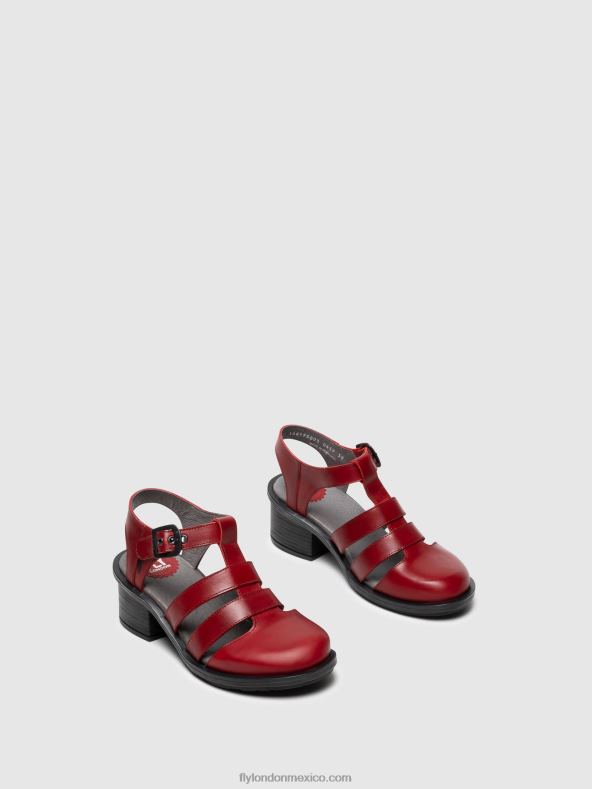 rojo 2LT8B412 sandalias con tira en T cahy195 Fly London mujer