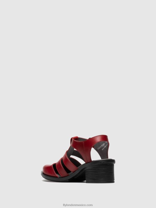 rojo 2LT8B412 sandalias con tira en T cahy195 Fly London mujer