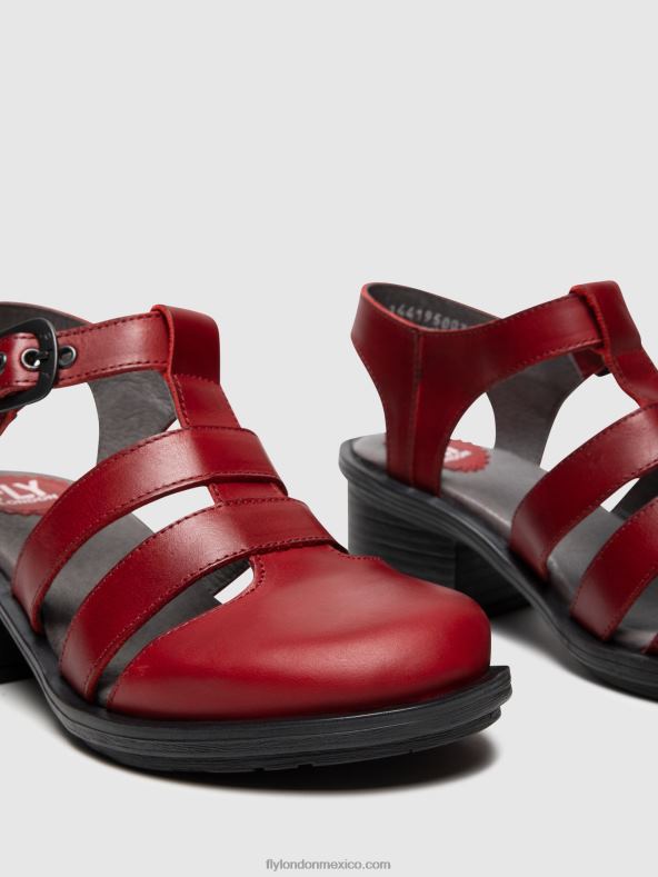rojo 2LT8B412 sandalias con tira en T cahy195 Fly London mujer