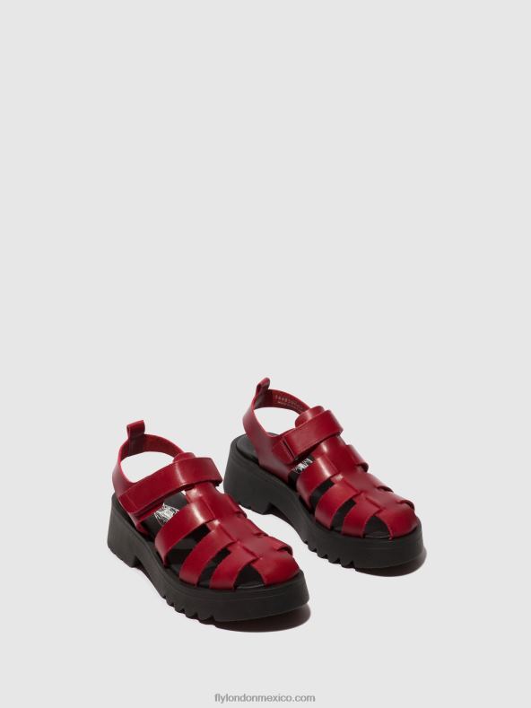rojo 2LT8B424 sandalias de tiras maie850 Fly London mujer