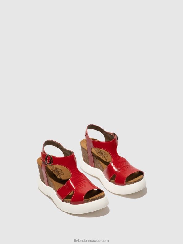 rojo 2LT8B495 sandalias hebilla gova962 Fly London mujer