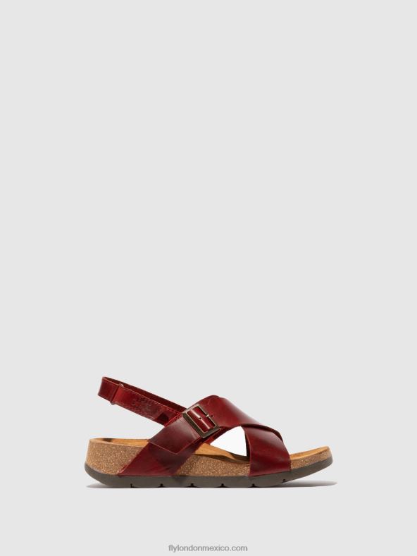 rojo 2LT8B589 sandalias cruzadas chlo852 Fly London mujer