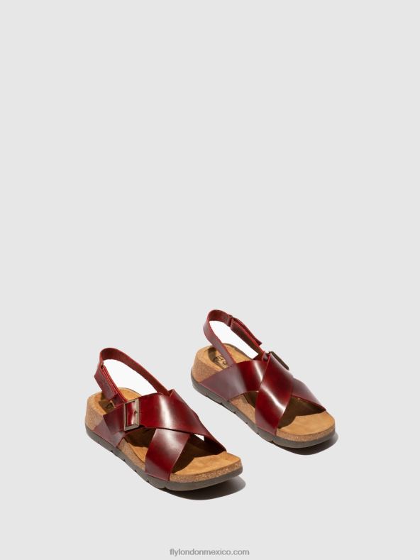 rojo 2LT8B589 sandalias cruzadas chlo852 Fly London mujer