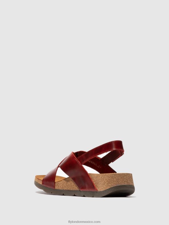 rojo 2LT8B589 sandalias cruzadas chlo852 Fly London mujer