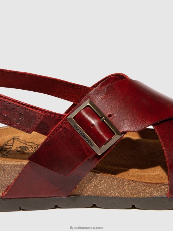 rojo 2LT8B589 sandalias cruzadas chlo852 Fly London mujer