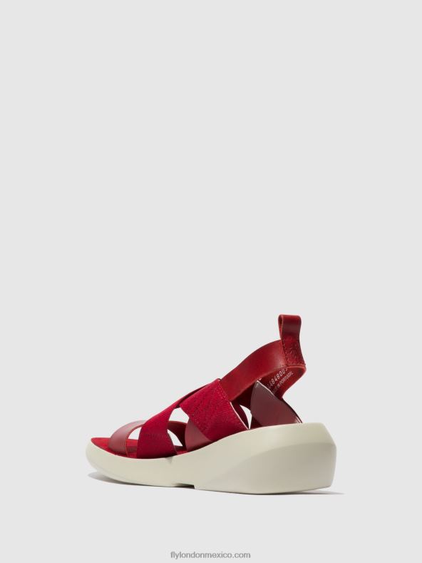 rojo 2LT8B591 sandalias cruzadas baji848 Fly London mujer