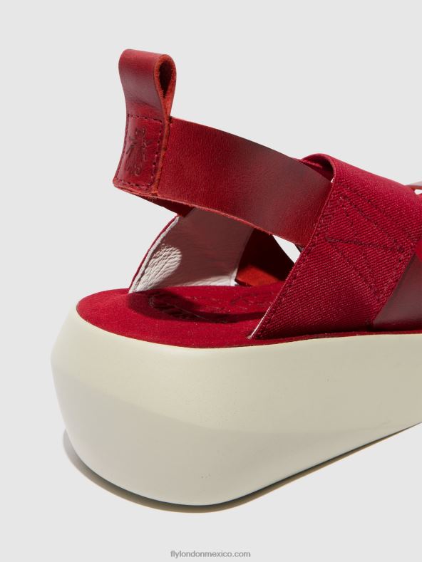 rojo 2LT8B591 sandalias cruzadas baji848 Fly London mujer
