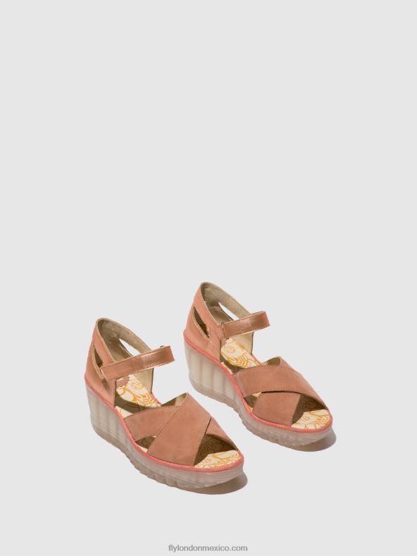 rosa/oro rubor 2LT8B504 sandalias con correa en el tobillo yent365 Fly London mujer