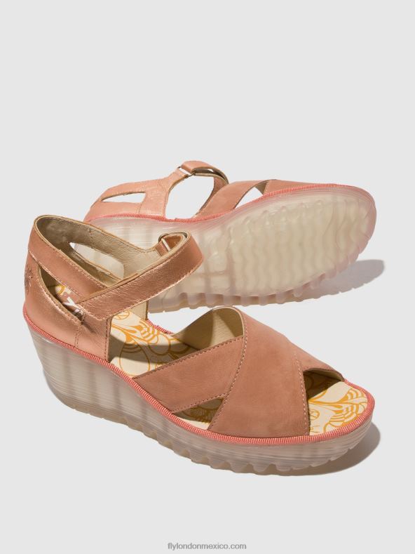 rosa/oro rubor 2LT8B504 sandalias con correa en el tobillo yent365 Fly London mujer
