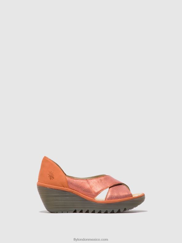 salmón/melocotón 2LT8B564 sandalias cruzadas yoma307 Fly London mujer