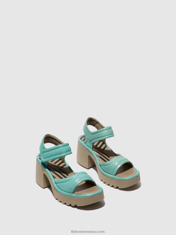 turquesa 2LT8B397 sandalias velcro mank433 Fly London mujer