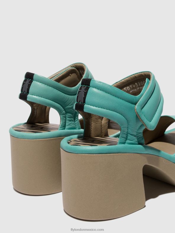 turquesa 2LT8B397 sandalias velcro mank433 Fly London mujer