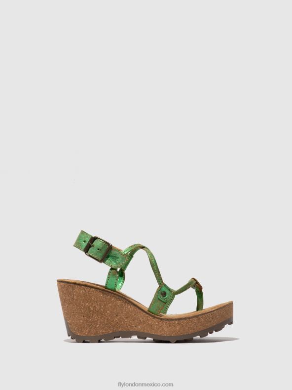 verde 2LT8B517 sandalias con correa en T Dios mío Fly London mujer