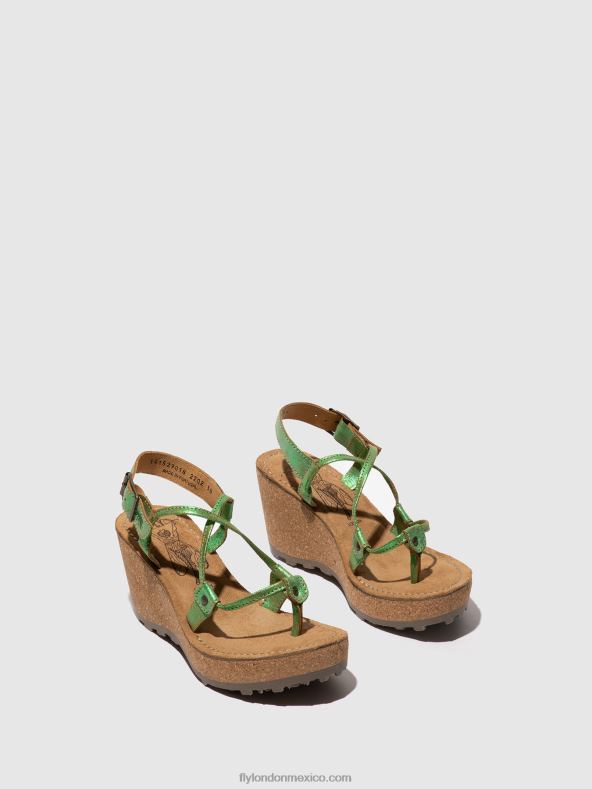verde 2LT8B517 sandalias con correa en T Dios mío Fly London mujer