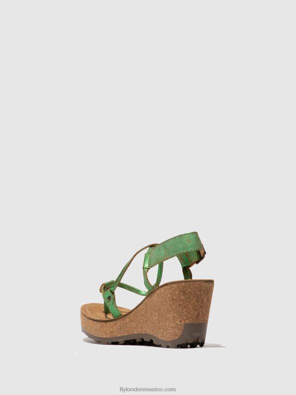 verde 2LT8B517 sandalias con correa en T Dios mío Fly London mujer