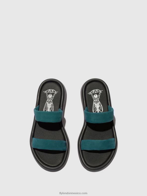 verde azulado 2LT8B557 sandalias planas taja872 Fly London mujer
