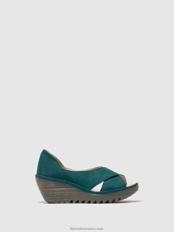 verde azulado 2LT8B559 sandalias cruzadas yoma307 Fly London mujer