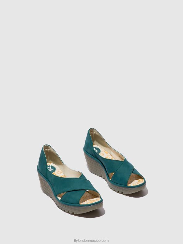 verde azulado 2LT8B559 sandalias cruzadas yoma307 Fly London mujer