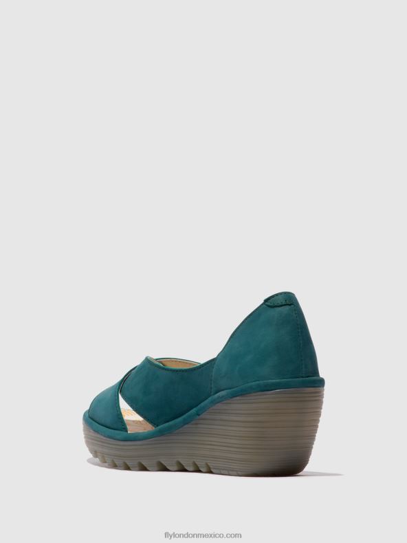 verde azulado 2LT8B559 sandalias cruzadas yoma307 Fly London mujer