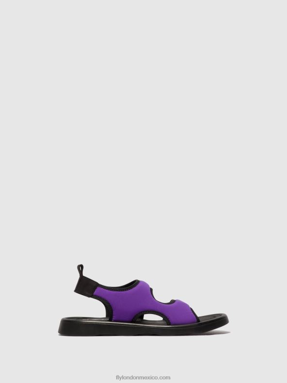 viola/negro 2LT8B452 sandalias con tira trasera treq930 Fly London mujer
