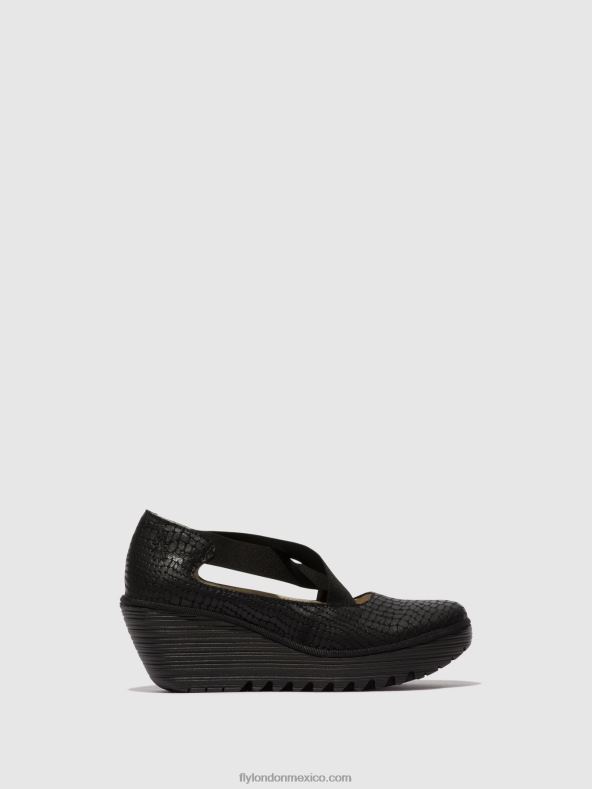 negro 2LT8B684 zapatos elasticos yoly402 Fly London mujer