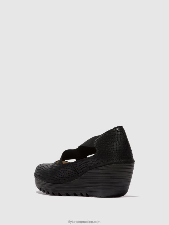 negro 2LT8B684 zapatos elasticos yoly402 Fly London mujer