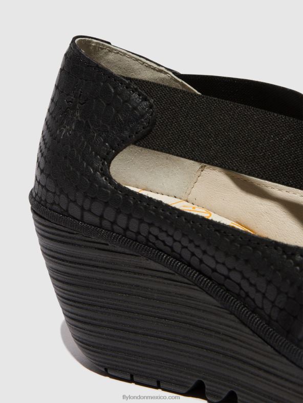 negro 2LT8B684 zapatos elasticos yoly402 Fly London mujer