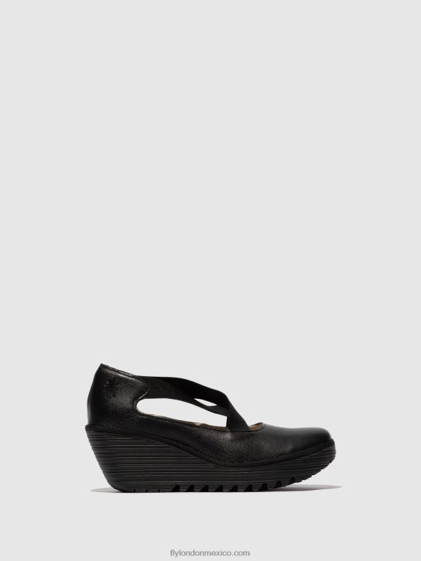 negro 2LT8B684 zapatos elasticos yoly402 Fly London mujer