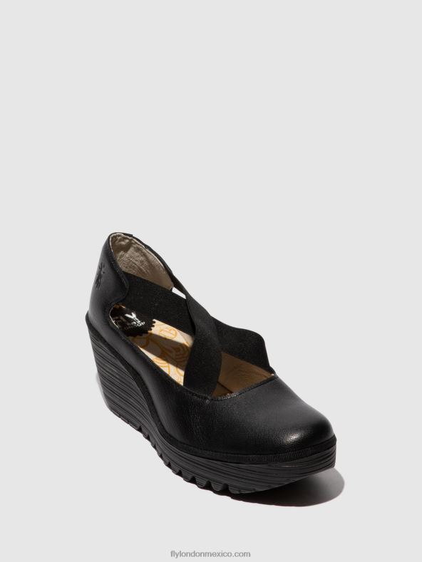 negro 2LT8B684 zapatos elasticos yoly402 Fly London mujer