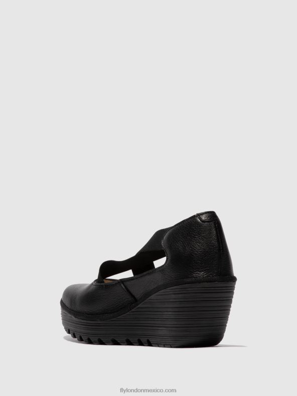 negro 2LT8B684 zapatos elasticos yoly402 Fly London mujer